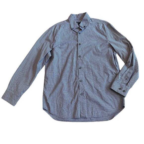 Theory Purple Check Button-Down Dress Shirt Classic 100% Cotton Size Large Men's - Picture 1 of 10